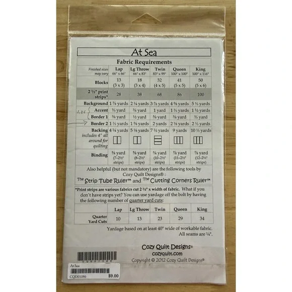 Quilt Pattern by Cozy Quilt Designs AT SEA ~ A 2.5" Strip Club Pattern - Picture 2 of 3